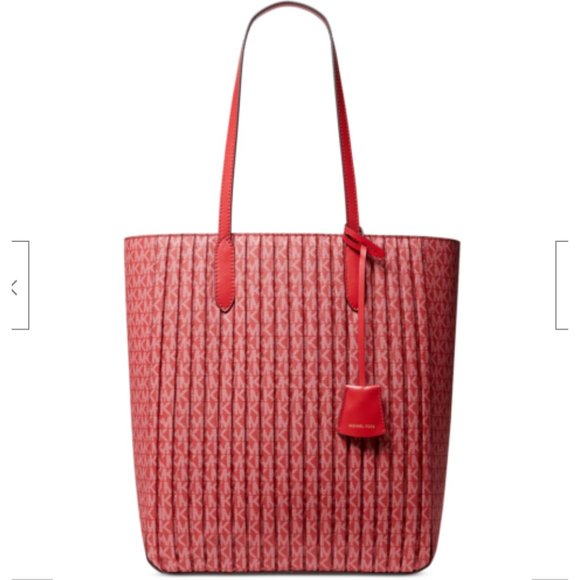 NWT Michael Kors Signature Sinclair Large Pleated Crimson Red Shopper Tote $398 - Picture 1 of 3